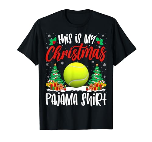 Tennis Xmas Pajama Shirt Tennis Player Christmas Holiday Maglietta
