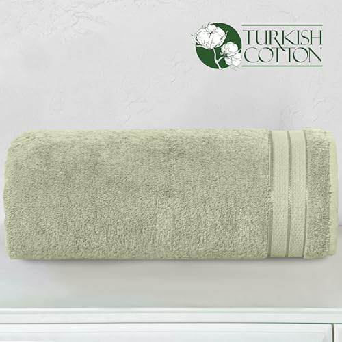 Image of Elegant Comfort Three Line Popcorn Extra Large Luxury Bath Towel - 40 inch x 80 inch inch, Premium Hotel Spa Quality 1 Piece Oversized Bath Sheet 100% Turkish Cotton Super Soft Highly Absorbent, Jade Green