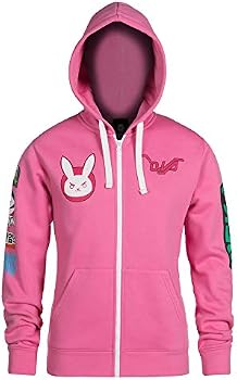 トップス VAULTROOM OverWatch2 D.VA HOODIE JINX Overwatch Ultimate D.Va Moletom com capuz com zíper, rosa