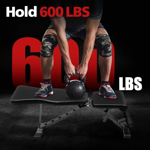 LSKSSNG Weight Bench Press, Adjustable Workout Benches for Dumbbell Exercise, 600LBS Foldable Strength Training Benches for Full Body Workout, Multi-Purpose Incline Decline Workout Bench for Home Gym by LSKSSNG - Image 4