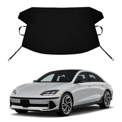 Image of Loniq 6 Custom Windshield Cover for Ice and Snow H-yun-dai Loniq 6 Heavy Duty 600D Oxford Fabric Windshield Protector Fit Waterproof Frost Snow Cover Winter Car Accessories
