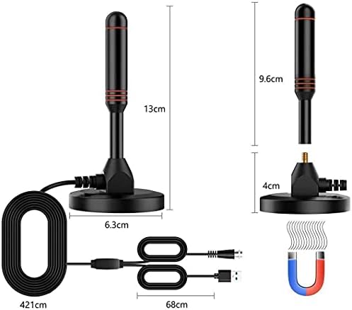 Portable Digital TV Aerial, High Gain HD Antenna for USB TV Tuner/DVB-T Television/DAB Radio/SD / 4K with Magnetic Base 6.5ft Coax Cable