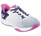 Skechers Women's Viper Court Reload Hands Free Slip-Ins Pickleball Sneaker, White/Navy/Pink, 9.5
