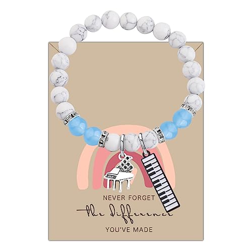 MYOSPARK Piano Gifts Piano Charm Bracelet Piano Necklace Piano Lover Gift Thank You Gifts for Piano Teachers Piano Recital Gift (Piano Bracelet)