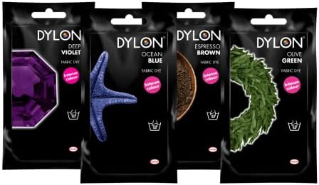 Dylon Hand Fabric Dye Sachets, Winter Bundle, Includes: Olive Green, Espresso Brown, Deep Violet and Ocean Blue