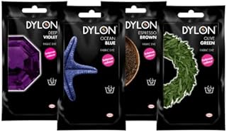 Dylon Hand Fabric Dye Sachets, Winter Bundle, Includes: Olive Green, Espresso Brown, Deep Violet and Ocean Blue