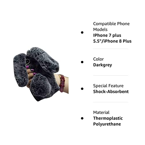 Jesiya Iphone 7 Plus Fur Case For Girls,Iphone 8 Plus Case, Cute Warm Handmade Rabbit Bunny Furry Fuzzy Soft Rabbit Fur Hair Plush Case Cover For Iphone 7 Plus 5.5" #TOP7