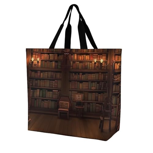 Women's Multi-Functional Shopping Bag，Book Room Library Printing Messenger Bag Shoulder Bag for Travel, Work, Shopping & Parties with Inner Pocket, Grocery Bag Lightweight & Water-Resistant