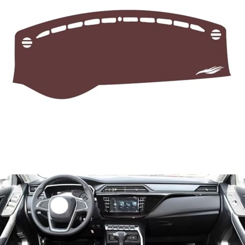 Anti-Slip Sun-Proof Dashboard Cover Compatible with Ford Territory, Premium Leather (Brown)