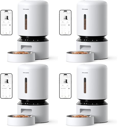 Image of PETLIBRO Automatic Cat Feeder,5G WiFi Automatic Dog Feeder with Freshness Preservation,5L Timed Cat Feeders with Low Food Sensor,Up to 10 Meals Per Day,Granary Pet-Feeder for Cats /Dogs,(Pack of 4)
