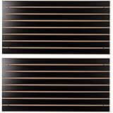 FRAYSCENT Slat Wall Paneling for Retail Display 2 Pack 4'x2', Black MDF Slatwall Panel for Garage Organizer Shiplap Wall Paneling,Slat Board Garage Slatted Storage Systems, Easy Install