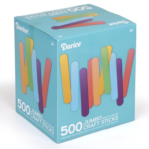 Darice Jumbo Craft Sticks 5.8” Long, 500 Pieces per Pack,assorted colors