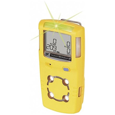 BW Technologies MCXL-XWHM-Y-NA GasAlertMicroClip XL 4 Gas Detector, CO, H2S, LEL and O2, Yellow Cover