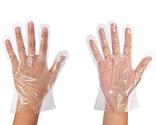 Guantes desechables transparentes de polietileno PE Mitten para fiesta restaurante barbacoa limpieza preparar comida decoración, 100pcs