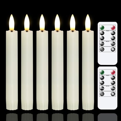 Yeelida Battery Operated Flameless Taper Candles with Two Remote Timer, 6.4" LED…