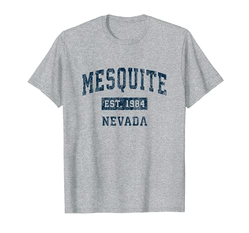 Mesquite Nevada NV Diseño deportivo vintage estampado azul marino Camiseta