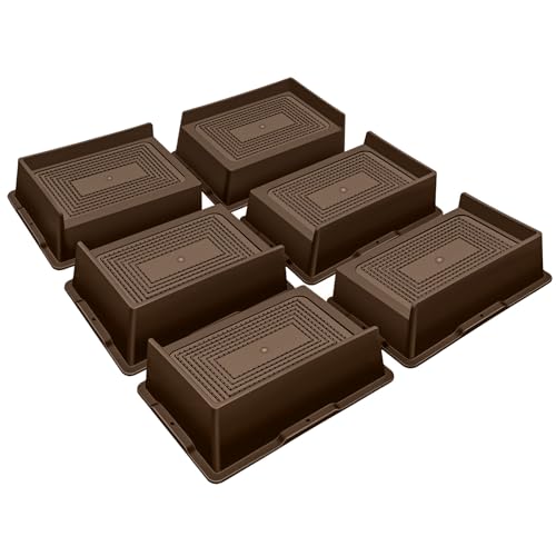 ANNKUT Bed Risers 2 Inch Heavy Duty,Oversized Couch Risers, Extra Wide Furniture Risers for Sofa Table Desk Headboard Chair Lifting,Rectangle Risering Blocks Support 6000 lbs(6 Pack Brown)