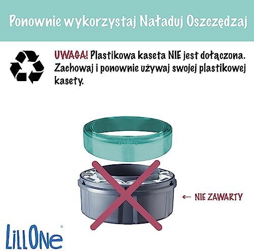 LillOne 12 bardzo duże wkładów do pieluch kompatybilne z koszami na pieluchy Tommee Tippee Twist & Click - Bardzo gruba wielowarstwowa folia antybakteryjna do koszy na Wkłady pieluchy
