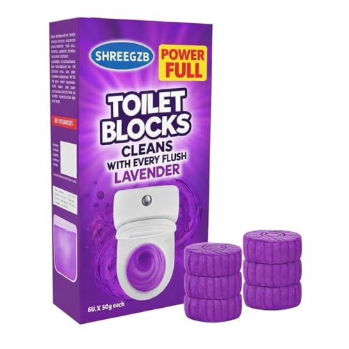 Image of 30 Tablet Lavender Toilet Cleaner Blocks Pack of 30 | Drop-In Toilet Tank Tablets | Purple Water Effect, Fights Stains, Whitens Bowl | Long Lasting Cleaning Action (30 Lavenderr Tabbleettss)