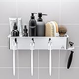 ANVAVA Soporte para Cepillo de Dientes Pared ABS Portacepillos de Dientes para Baño Portacepillos Acero Inoxidable, Plata