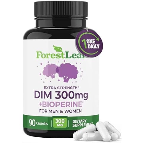 ForestLeaf DIM Supplement for Women & Men - DIM 300mg Per Capsule with BioPerine for Highest Absorption - Diindolylmethane for Metabolism Balance and Support, Detox, Menopause Relief (90 Capsules) Cover