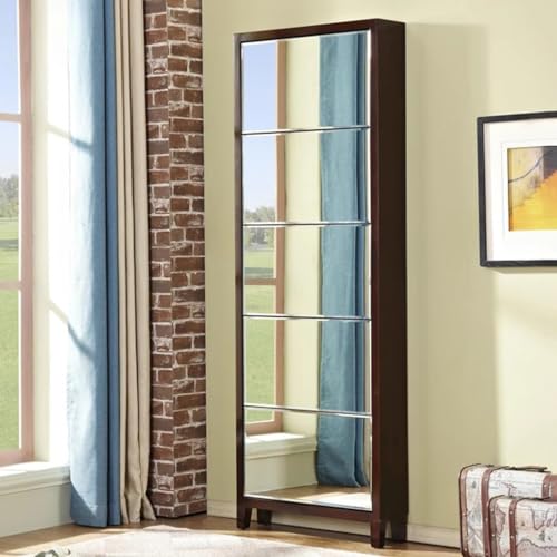 Moderno 3/4/5-Tier Estantes de Almacenamiento con Espejo del Gabinete, Slim Shoe Storage Cabinet Zapatero Independiente de Madera para La Entrada, Pasillo de Entrada, Sala de Estar ( Color : 5-layer )