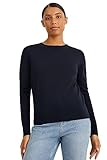 C&A Damen Pullover Rundhalsausschnitt Wolle|Merinowolle Unifarben dunkelblau M