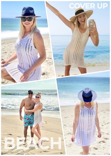 Sulozom Women Swimsuits Cover Ups Crochet Bathing Suit Tassel Bikini Coverup Beach Swimwear White S - Image 2