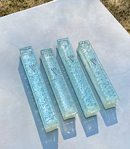 A&S Mezuzot Modern Glass Mezuzah Case In Shatterd Glass Design Waterproof Judiaca Door Mezuzah Home Blessing And Protection Cover (Light Blue, 7 Inches) #TOP7