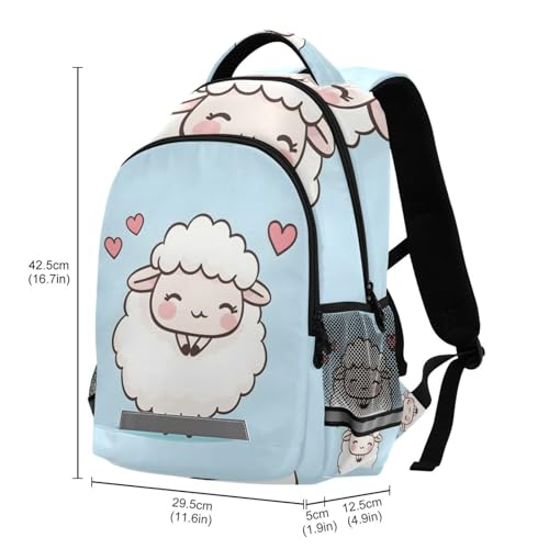 Lamb Sheep Love Backpack 3rd 4th 5th Grade School Bookbag Travel Laptop Daypack Bag for Boys Girls2
