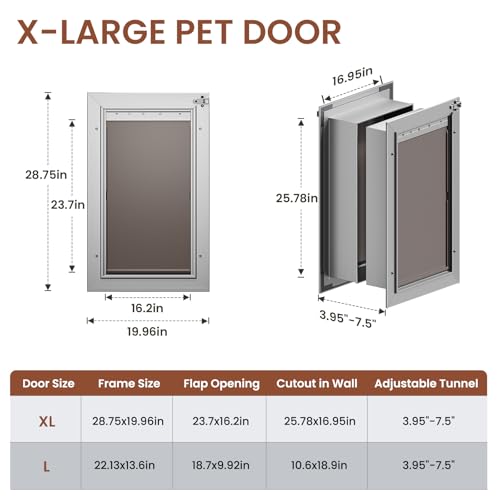 VOSOIR 3-Flaps Insulated XL Dog Door for Wall, Pets Up to 220 lb by VOSOIR - Used condition - Image 3