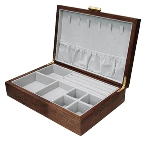 KEuLen Joyero de Madera, Caja Joyero, Joyero Madera, Exhibidor de Pendientes, Anillos, Pulseras, Collares, Soporte de Almacenamiento for Mujeres, Cajas de Anillos for joyería(B)