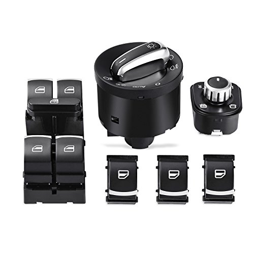 dengzhu Set 6 Chrom Schalter Scheinwerfer Fenster für VW Tiguan CC Jetta MK5 MK6 Golf Passat