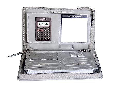 Image of Sukeshcraft Multiple Cheque Book Holder | 8 Digit Calculator Finiancial Note pad (Classic, Pull Grey Calulator)