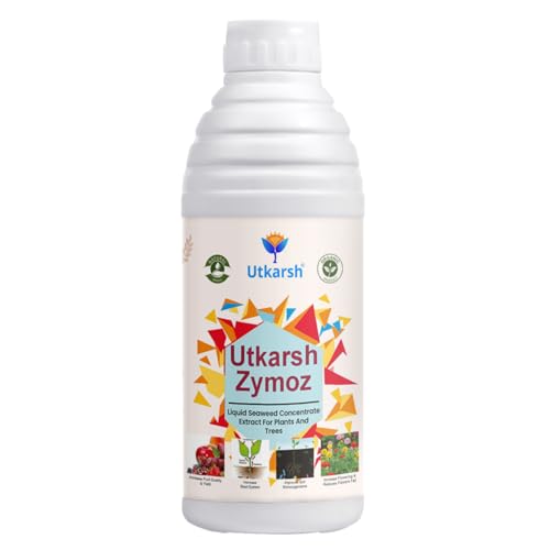 Image of Utkarsh Liquid Seaweed Extract | Organic Plant Growth Promoter for Healthy Plants | Enhances Flowering & Improves Fruit Set | Biostimulant For Home Garden - Zymoz (1 Liter; Pack of 1)
