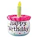 Ushang Pet Happy Birthday Cake Catnip Toys, Birthday Cake Shaped Chew Toys for Kitten Funny Cats Gifts Plush Cat Birthday Party Toys, Pink