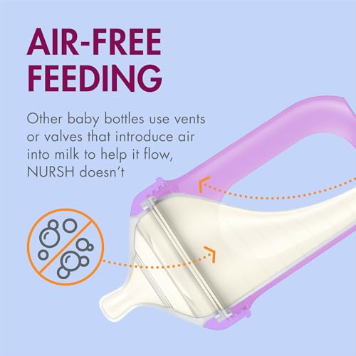 Image of Boon Nursh Bottles - Silicone Baby Bottles Help Ease Colic Symptoms - Formula and Breast Milk Only Touch Food-Grade Silicone - Medium Flow - 8 Oz - Metallic