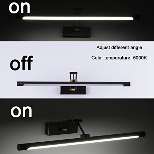 Image of Modern Adjustable 270 Rotatable Black Gold LED Vanity Light, 23.6 Inch Black Gold Bathroom Light Over Mirror (5000K White Light)
