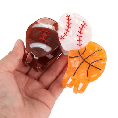 Acetate Sports Hair Claw Clips, 1 Piece, Baseball, Basketball, Soccer Designs