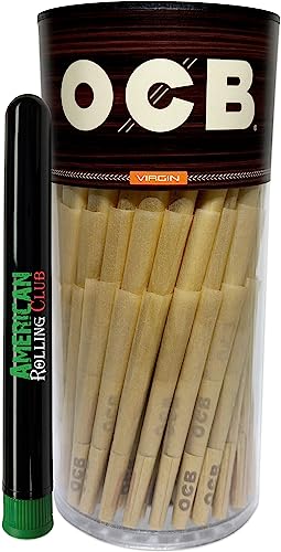 OCB Virgin Cones | 1-1/4 Size | 150ct Pack | with Tips and Packing Sticks ~ Includes ARC Case (150 Count)