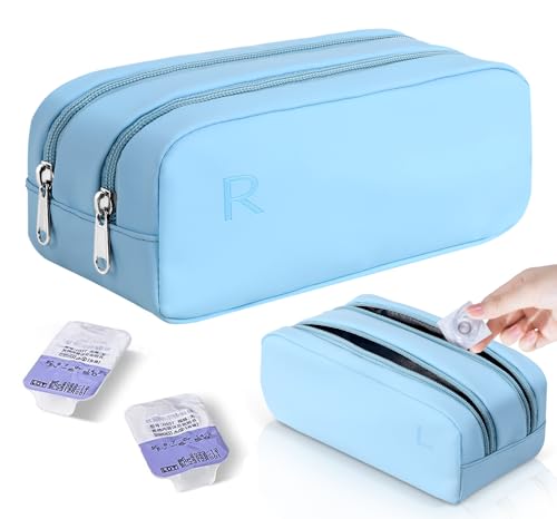 Gotorido Portable Daily Contact Lens Case Organizer, Disposable Contact Lens Dispenser, Travel Storage Case with Labeled R & L (Blue)
