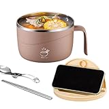 Genérico Tazón para Fideos Instantáneos,1200ml Portátil Tazones de Sopa Anti-quemaduras - Acero Inoxidable 304 Cuenco de Fideos,para Cocina, Sopa, Pasta, Avena, Ensalada, Hogar, Universidad,