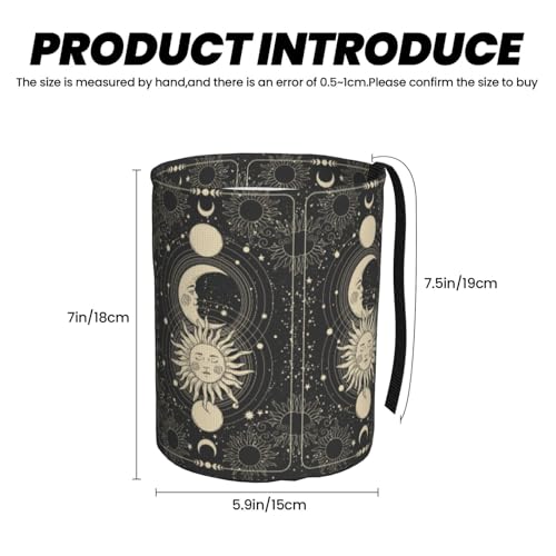 Image of Vintage Sun Moon Stars Car Trash Can Collapsible Garbage Can,Hanging Trash Bag Water Proof with Suitable for Storage for Car Interiors,Home