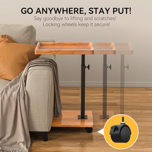 XNSDXV C Table End Table Adjustable Height, 360°Swivel TV Tray Table for Small Spaces, Couch Tables That Slide Under, C Shaped Side Tables Living Room and Bedroom for Sofa, Bed,Chair, Snack by XNSDXV - Image 5