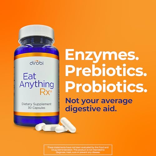 Dirobi Eat Anything Xylose Isomerase Fructose Malabsorption Enzymes, FODMAP Supplement, Digestive Enzymes for Better Lactose, Fat, Protein & Carbohydrate Digestion Gas & Bloating Relief 30 Capsules