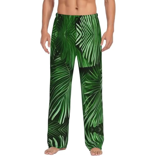 Pantalon de pyjama vert imprimé palmiers noir XXXL à taille élastique