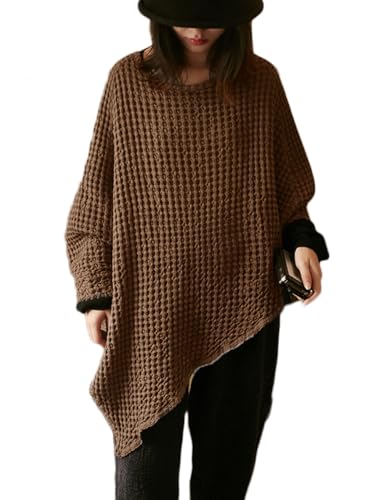 Ystylee Capes for Womens Casual Linen Shawl Pullover Cape Fall Winter Asymmetric Poncho Capelets Cover Up