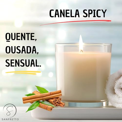 Vela Aromática Perfumada | Canela Spicy | Fragrância Intensa – Premium | 250gr | 55+ Horas de Queima
