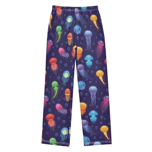 ZZXXB Colorful Jellyfish Boys Long Pants Soft Trousers Elastic Waist Kids Lounge Bottoms with Pockets S-XL