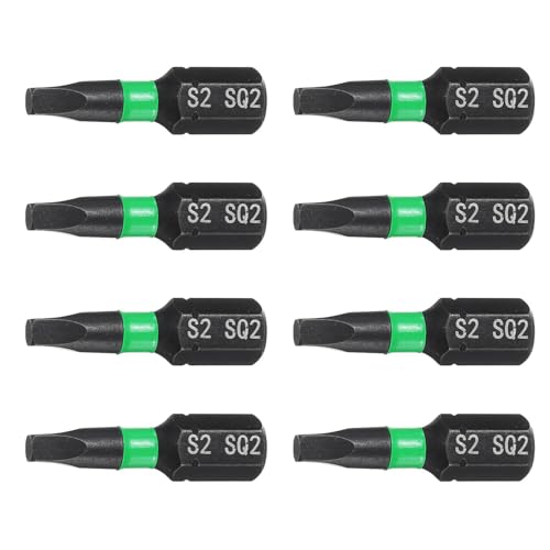Image of TA-VIGOR 8PCS SQ2 Square Screwdriver Bits, 1/4" Hex Shank 25mm/1" Length Magnetic 4 Point Head Hex Bits, S2 Steel Hex Screwdriver Bit for Furniture Assembly DIY Repair